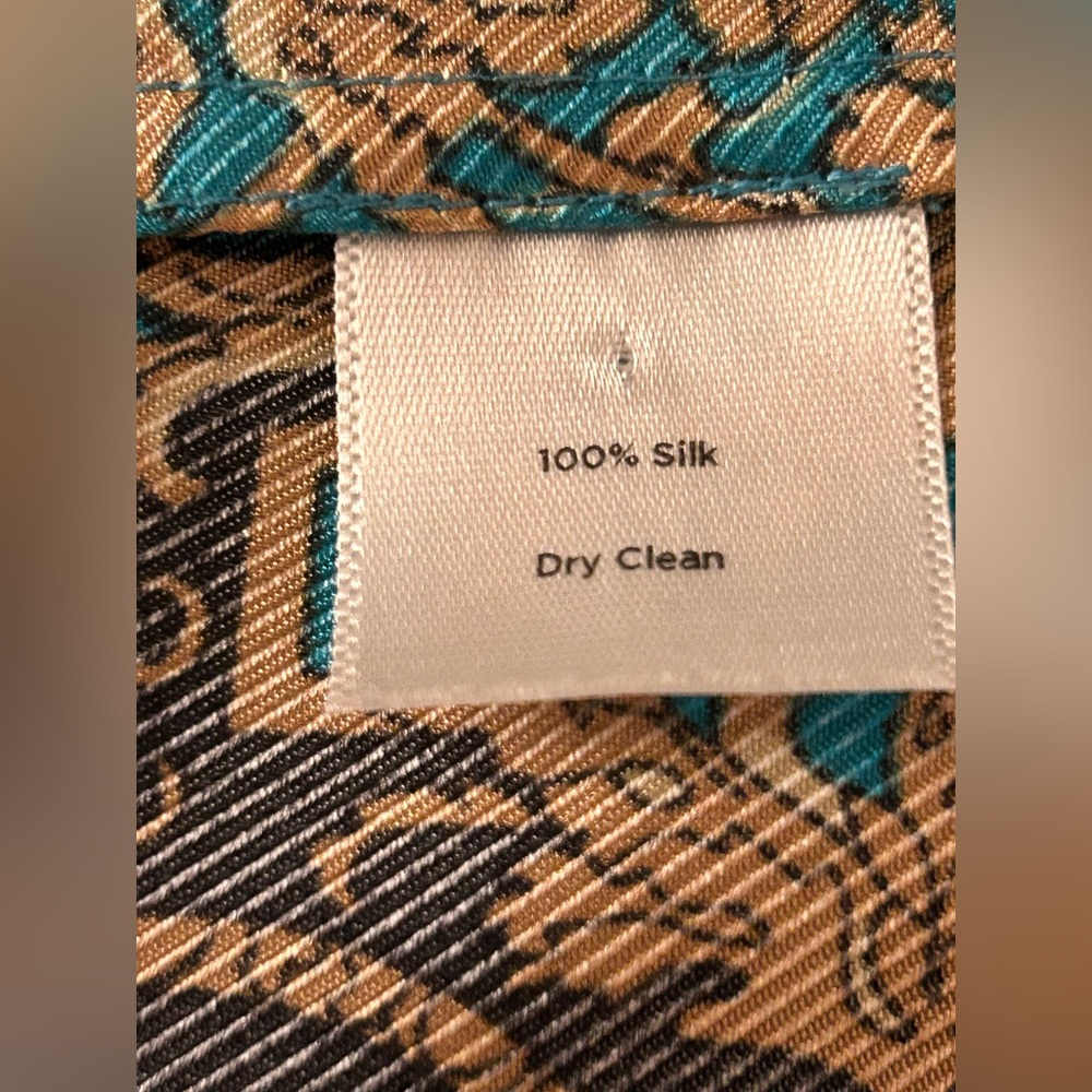 Talbots NWOT Silk File Top Zodiac Print sz 20 sleeveless turquoise, gold, white - Picture 3 of 15